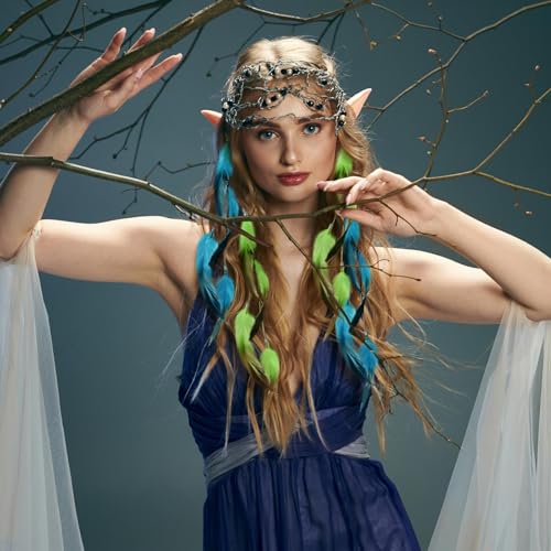 Geyoga 12 Pcs Colorful Clip-In Hair Feathers with Beads