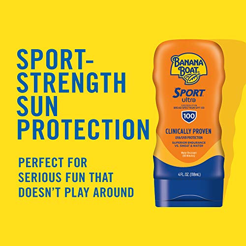 Banana Boat Sport SPF 100 Sunscreen Lotion 4 oz (Pack of 2) - Water & Sweat Resistant