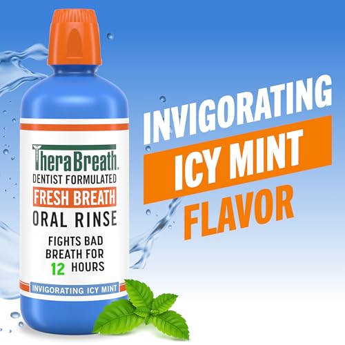 TheraBreath Fresh Breath Oral Rinse - Icy Mint, 1 Liter, Alcohol-Free