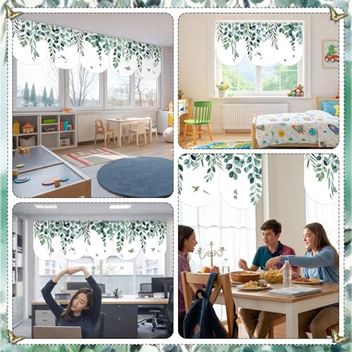 Eucalyptus Leaf Classroom Curtains - Set of 6 Valances 24x36in