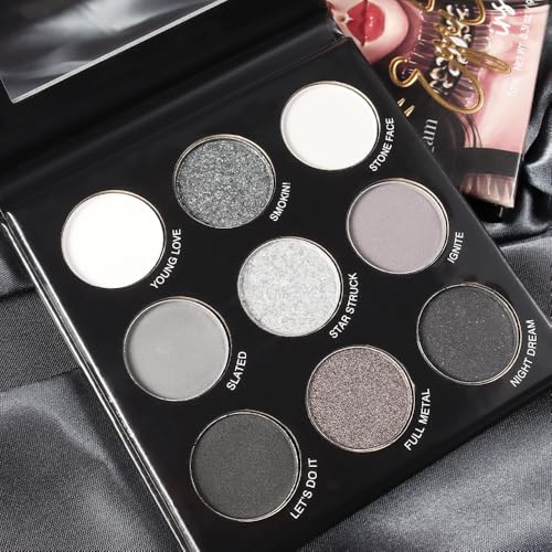 FangTangDI 9 Color Smoky Eyeshadow Palette with Mirror, Matte & Shimmer - Smoky-Matte Shimmer Edition