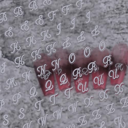 12 Sheets Retro English Nail Art Stickers - 3D Self-Adhesive Decals
