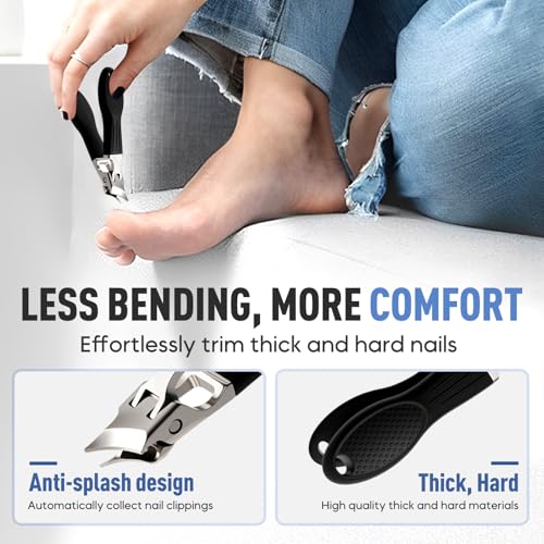 YAWOTA 3-Piece Wide Jaw Anti-Splash Nail Clipper Set for Thick Nails