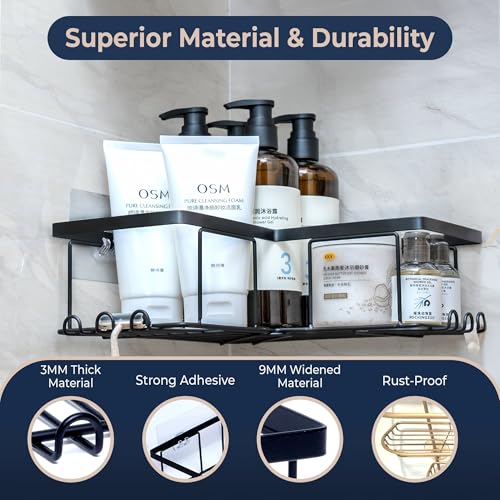 Rustproof Stainless Steel Corner Shower Caddy Organizer - Heavy Duty 3-Tier Bath Storage