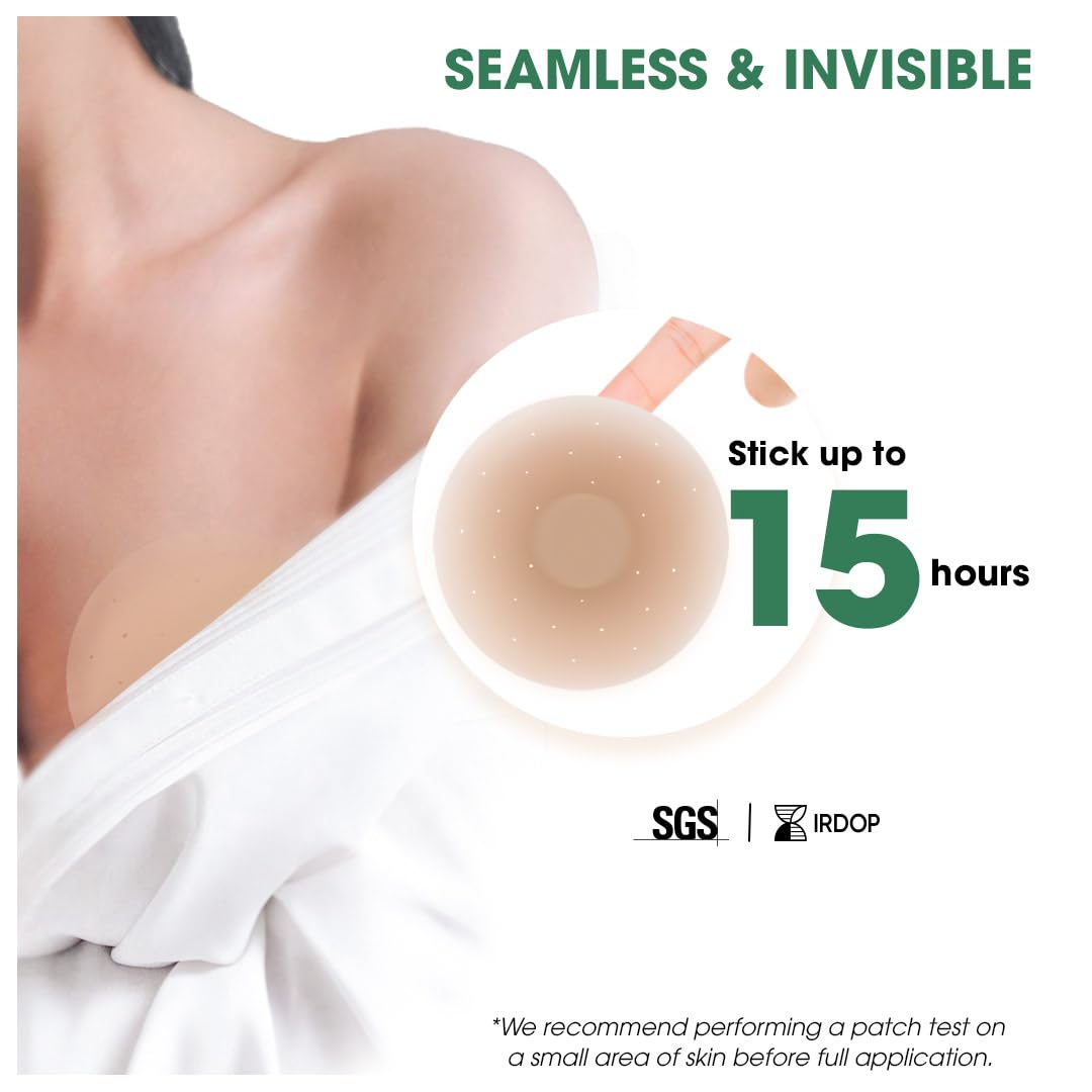 Hotosu Nipple Covers For Women – Paper-Thin Nipple Covers 0.02" Edge With Case, Reusable Silicone Nipple Covers For Braless, Nude, 3inch