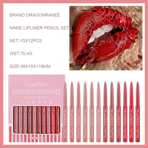 Sulily 12 Color Matte Lip Liner Set for Precise Lip Shaping & Long-Lasting Color