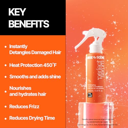 Mise En Scene Hair Mist by Perfect Serum | Non greasy No-Wash Treatment for detangle | Golden Moroccan Argan Oil | Nourishing, Shine | Non Aerosol | Korean Hair Care, Hair Gloss (5.07 Fl. Oz. /150ml)