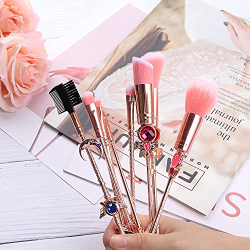 Pink Sailor Moon 9-Piece Makeup Brush Set with Travel Bag