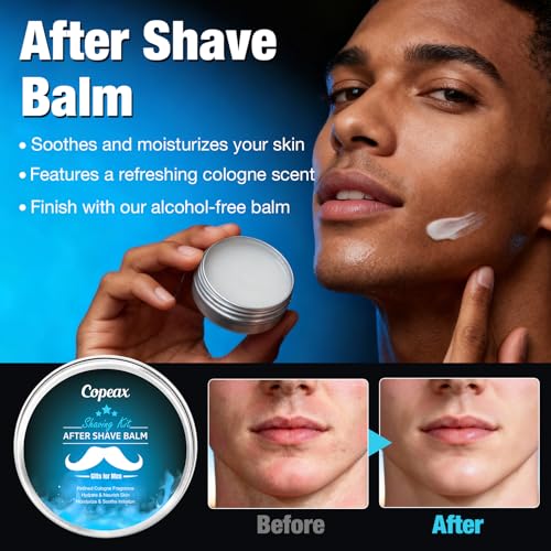 Shaving Kit for Men,Mens Shaving Kit w/Natural Cologne Shaving Cream,Balm,Bowl,Tumbler Cup,Mens Self Care & Grooming Valentines Fathers Day Birthday Gifts for Men Dad Him Boyfriend Christmas Gift Set