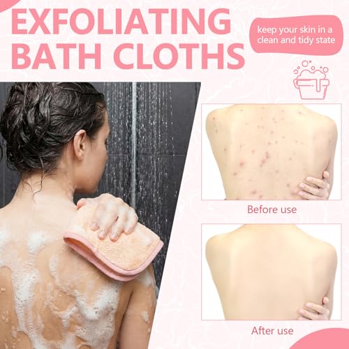 Tudomro 10-Piece Exfoliating Washcloths - Double-Sided Bath Scrub Towels