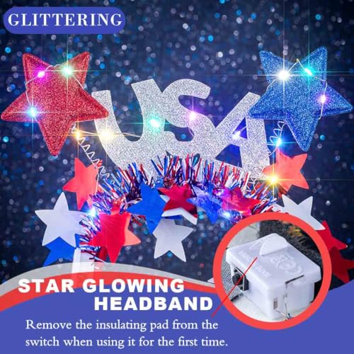 Light Up 4th of July Headband with LED Stars - Style B