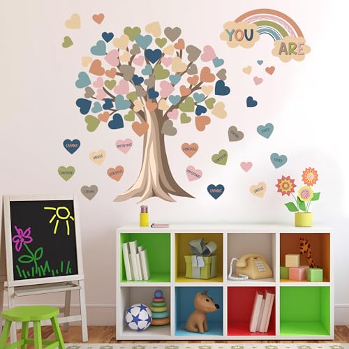 99 Pcs Boho Heart Tree Classroom Bulletin Board Decor Set