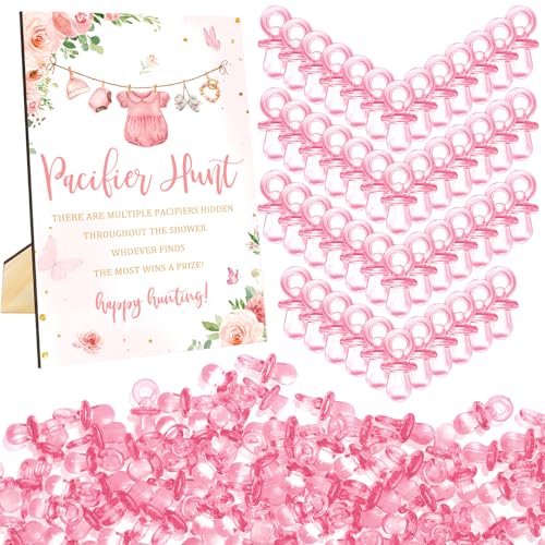 51-Piece Pacifier Hunt Game Set with Wooden Sign for Baby Showers