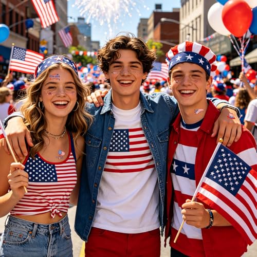 Patriotic 4th of July Face Tattoos - 250th Anniversary Set