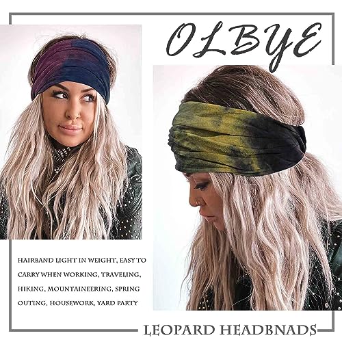 Olbye Tie Dye Boho Headband for Women - Wide Knotted Turban Hairband