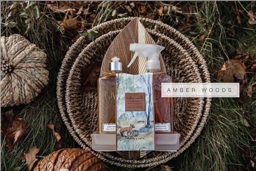 Mangiacotti Amber Woods Liquid Hand Soap - 12 Ounce Plant-Based Hand Wash with Essential Oils
