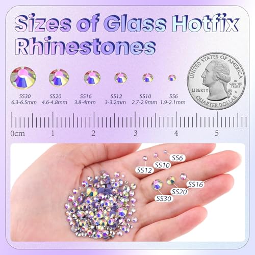 5000 Pcs SS20 Hotfix Rhinestones, AB Flatback Glass Crystals for Crafts