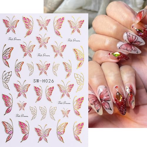 GCSQW Flower Butterfly-4 Nail Art Stickers 6 Sheets Spring & Summer Design