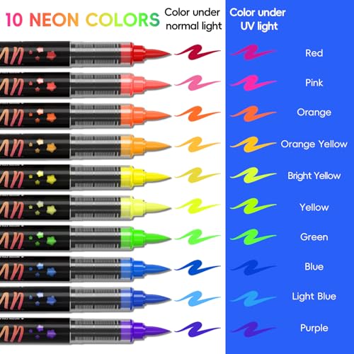 20-Color UV Neon Face & Body Paint Marker Set – Glow-in-the-Dark Makeup