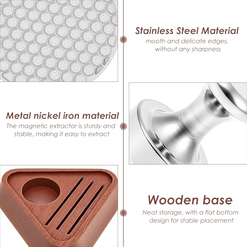 53.3mm Stainless Steel Puck Screen Set with Magnetic Extractor & Stand