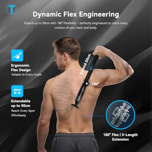 Electric Groin Hair Trimmer, LED Display Back Shaver for Men, Safety Lock, IPX7 Waterproof Wet/Dry Clippers, Rechargeable with Long Handle, Multi-Functional Back Trimmer for Men,(Pure Silver)