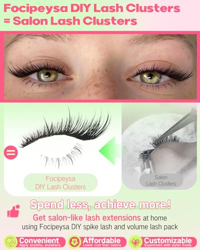Focipeysa Fox Eye Lash Clusters Kit with Bond, Seal, and Applicator