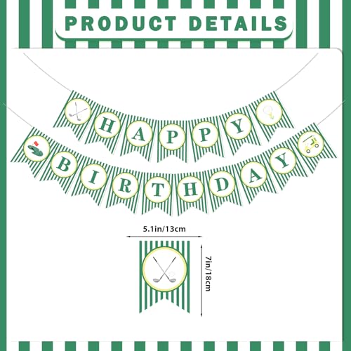 Golf Birthday Decorations Set - Happy Birthday Banner & Hanging Swirls