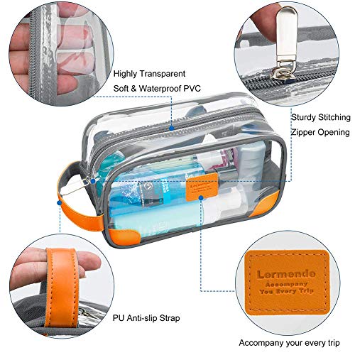 Lermende Clear Travel Toiletry Bag for Men, Waterproof Dopp Kit Organizer