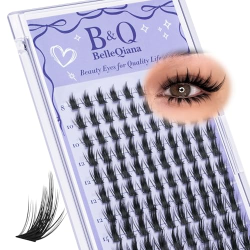 BelleQiana Manga Lash Clusters 120PCS - Spiky & Wispy Cat Eye DIY Eyelash Extensions - Model Mangaze 01