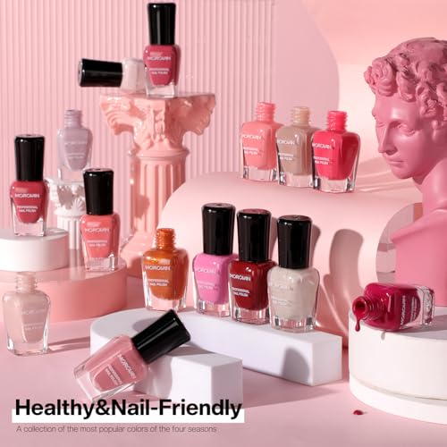 Morovan 15-Piece Red & Pink Nail Polish Set, Quick-Dry Glossy Fingernail Kit