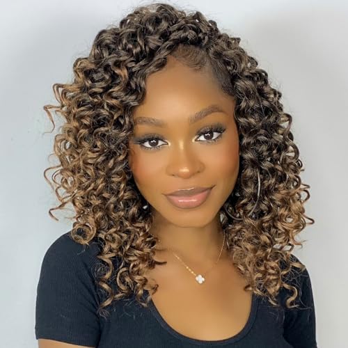 ZRQ 8 Packs GoGo Curl Crochet Hair T27 10 Inch Short Curly Water Wave Synthetic Extensions