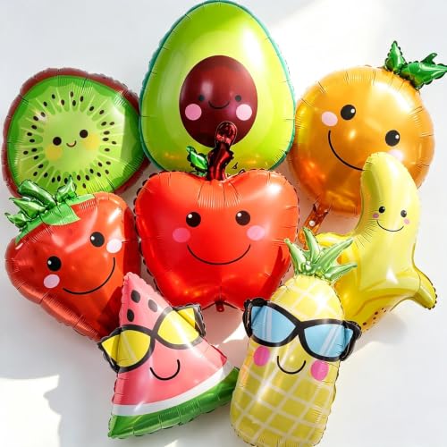 8pcs Cartoon Fruit Balloons for 1st Birthday Party Decorations