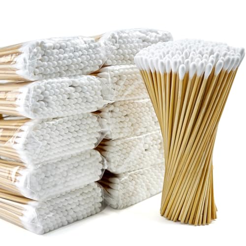 1000Pcs Long White Wooden Cotton Swabs - Lint Free Applicators