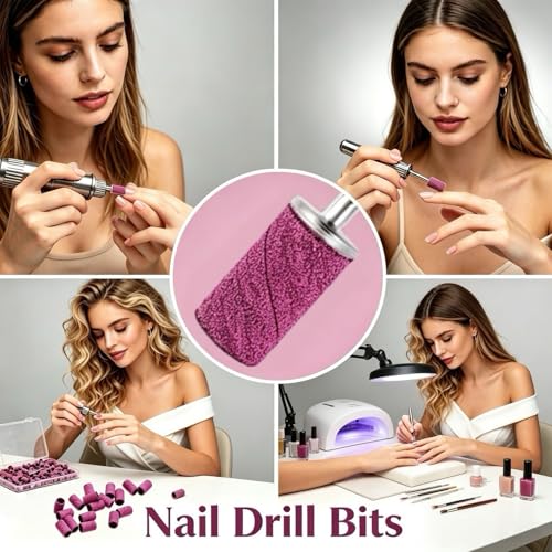 120pcs Pink Sanding Bands Set for Nail Drill - #180 Medium Grit