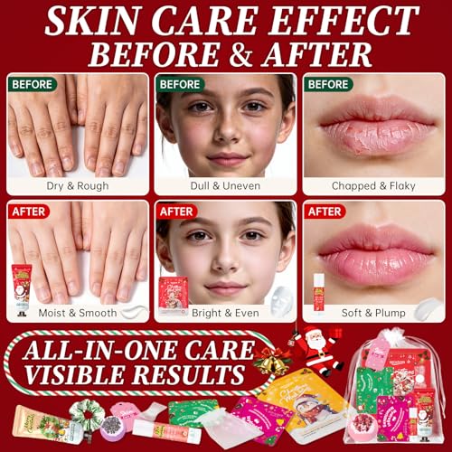 60Pcs Christmas Spa Party Supplies Set - Red Spa Day Kits