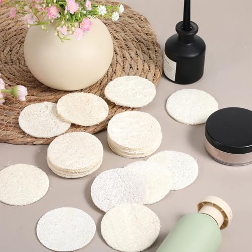 Natural Loofah Facial Pads 25 Pcs Exfoliating Scrub Sponges for Daily Cleansing