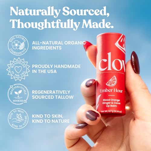 Ember Hour Regenerative Grass-Fed Beef Tallow Lip Balm with Citrus Scent – Moisturizing, Natural Lip Care, 6.7g Jumbo Tube