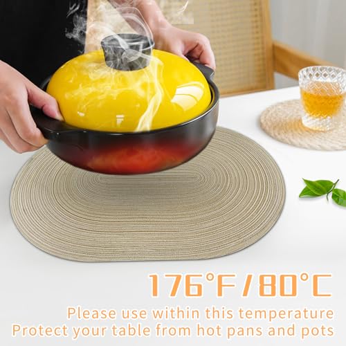 JeogYong Oval Placemats Set of 2 | Washable & Heat-Resistant 14x20
