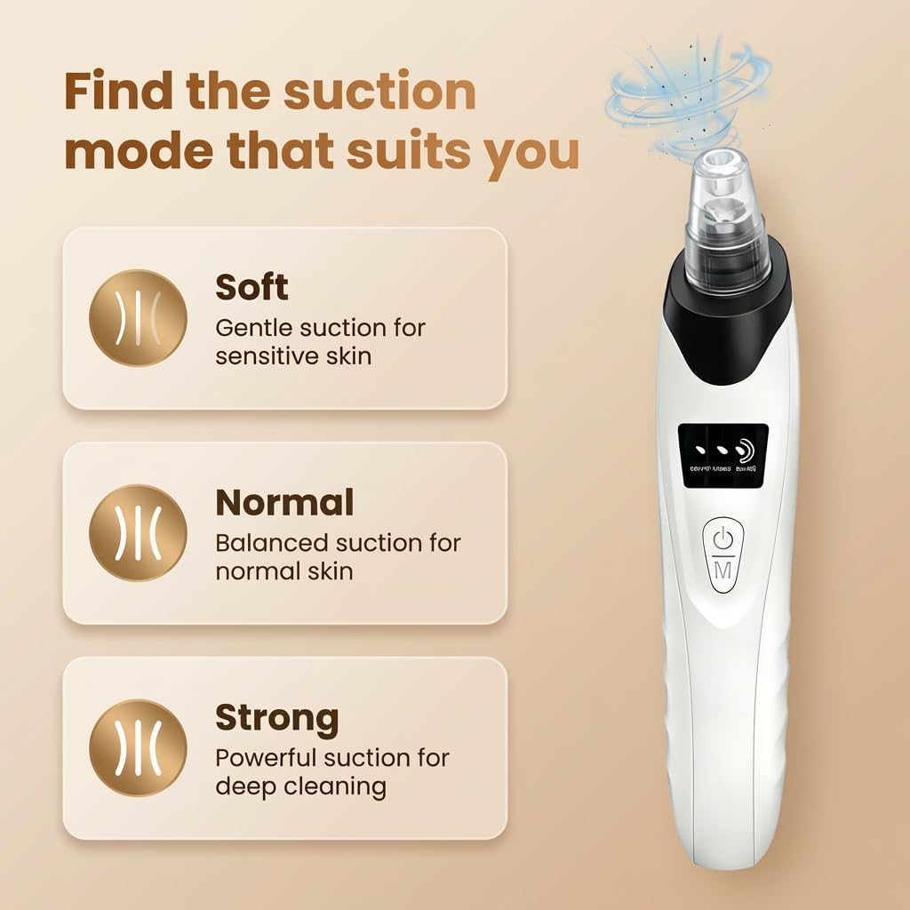 Blackhead Remover Vacuum - 9-in-1 Pore Cleaner Kit with 5 Probes & 4 Extractor Tools | Professional Facial Suction Tool (Black)