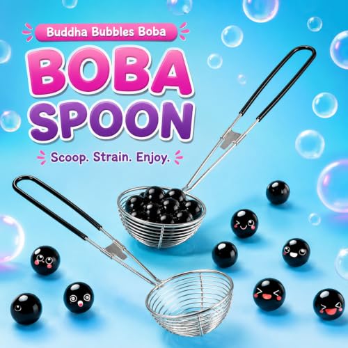 Buddha Bubbles Boba Scoop Slotted Spoon Strainer - Stainless Steel