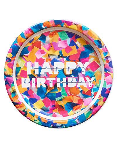 Happy Birthday Confetti Dinner Plates - 36 Count, 9-Inch