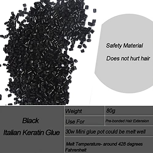 Italian Keratin Glue Beads for I Tip Hair Extensions - Black 80g