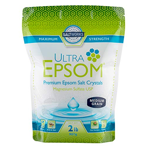 SaltWorks Ultra Epsom Salt, Premium USP Grade Magnesium Sulfate, 32 oz