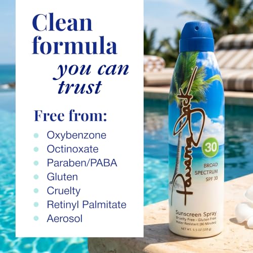 Panama Jack SPF 30 Continuous Spray Sunscreen - 5.5 OZ, Water Resistant, Broad Spectrum UVA/UVB Protection