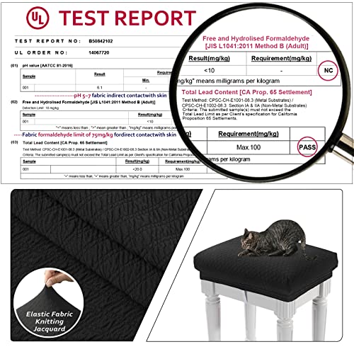 Luxury Jacquard Vanity Bench Stool Cover, XS Black
