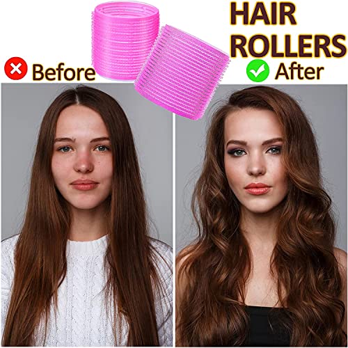 BESSEEK 6XJumbo + 6XLarge Jumbo Hair Rollers Set for Bouncy Curls, Self Grip Curlers for Women