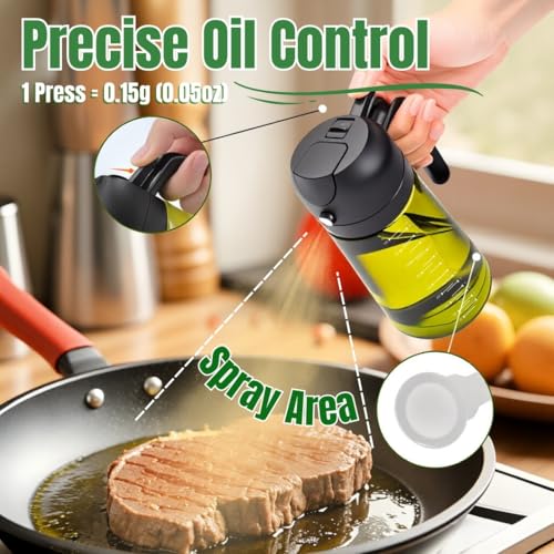 2-in-1 Olive Oil Sprayer and Dispenser - 16oz Glass Spray Bottle