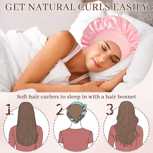 Awaytr Velvet Heatless Hair Curler Set in Deep Pink for Overnight Curls