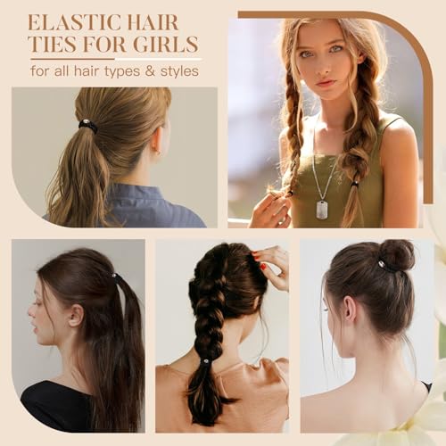 Forenee 10Pcs Black Braided Hair Ties for Thick Hair