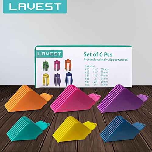 LAVEST 6-Piece Color-Coded Clipper Guard Set for Wahl Hair Clippers (1.25"-2.5")